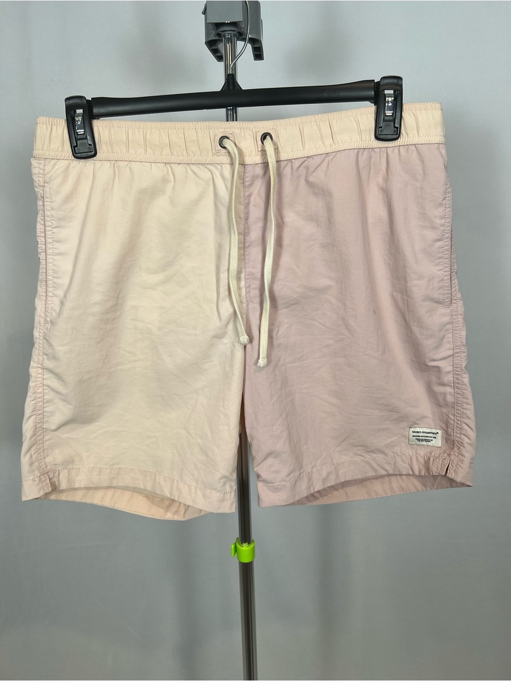 Modern Amusement Two-Tone Pastel Pink Men's Athletic Drawstring Swim Shorts